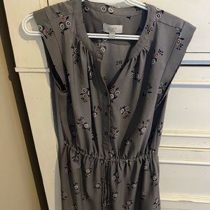 Loft gray midi dress for professional attire, size XS